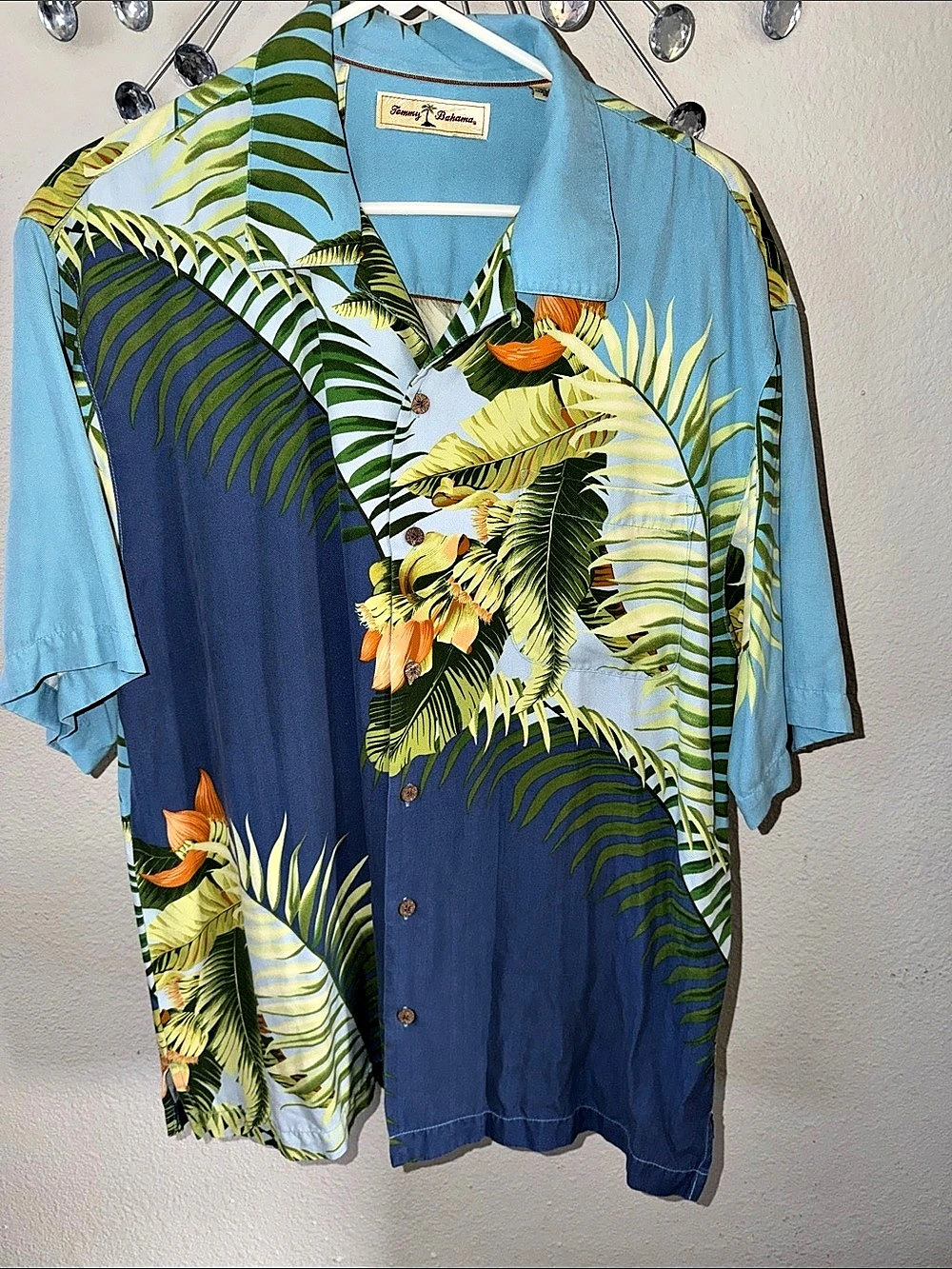 Tommy Bahama Tropical Floral Casual Button Down 100% Silk Large
